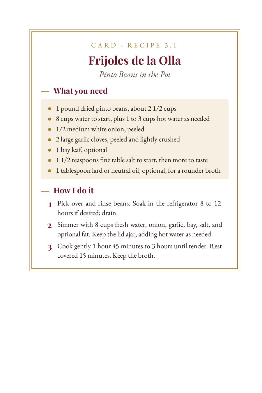The recipe cards